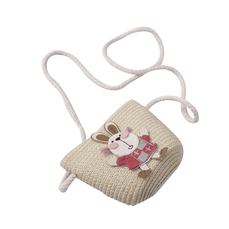 Girls’ Straw Hat & Bunny Bag Set