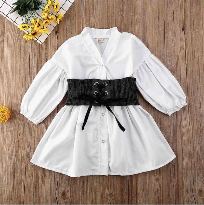 Kids' White A-Line Shirt Dress