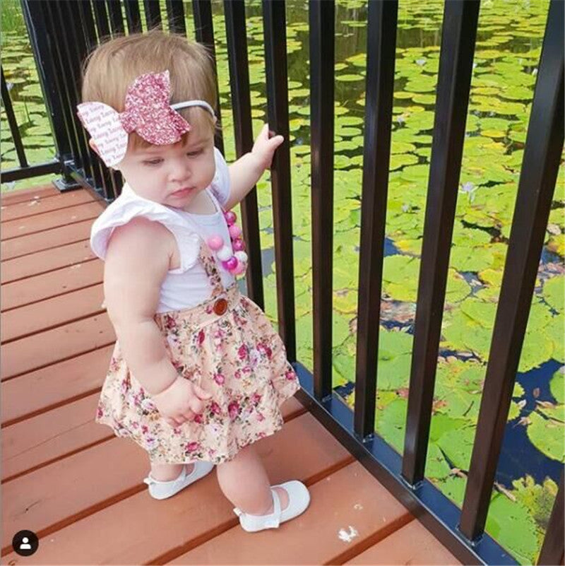 3-Piece Girls’ Summer Outfit – Romper, Skirt & Headband