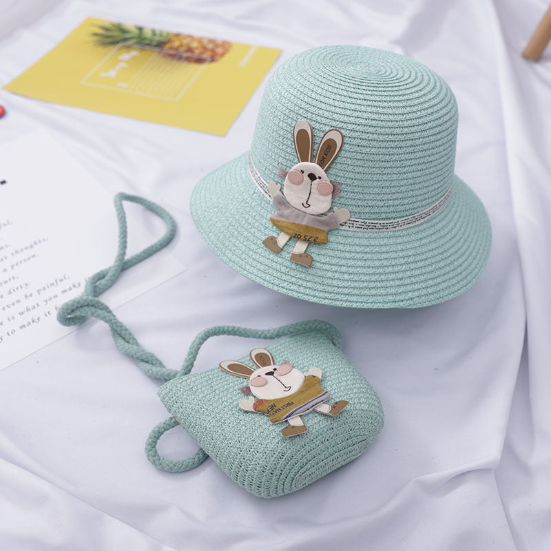 Girls’ Straw Hat & Bunny Bag Set