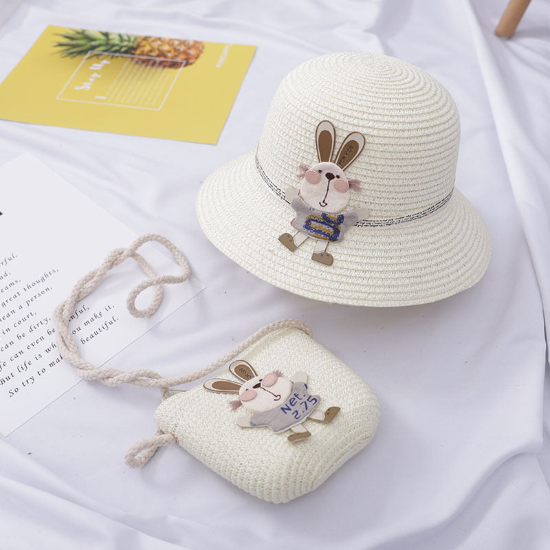 Girls’ Straw Hat & Bunny Bag Set