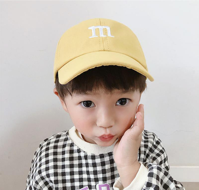 Kids Cotton Baseball Cap with "M" Embroidery