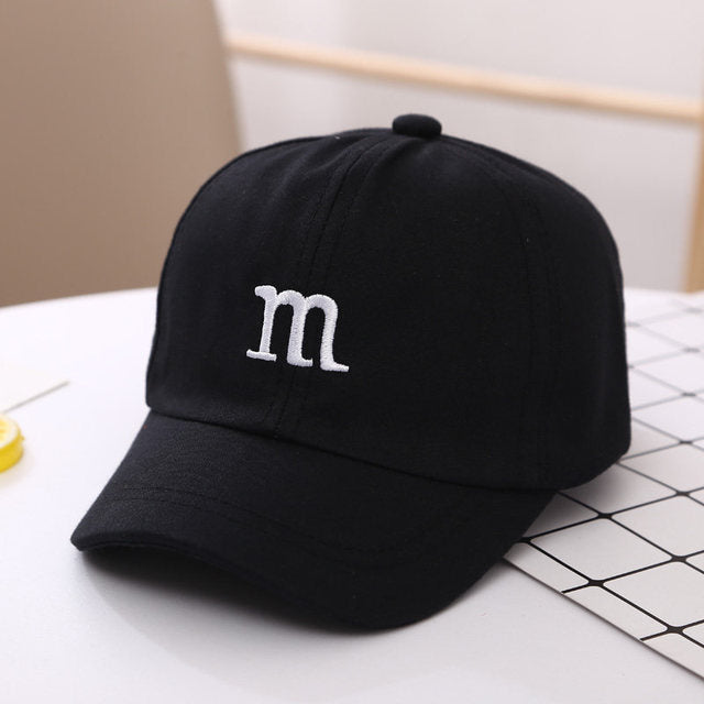 Kids Cotton Baseball Cap with "M" Embroidery