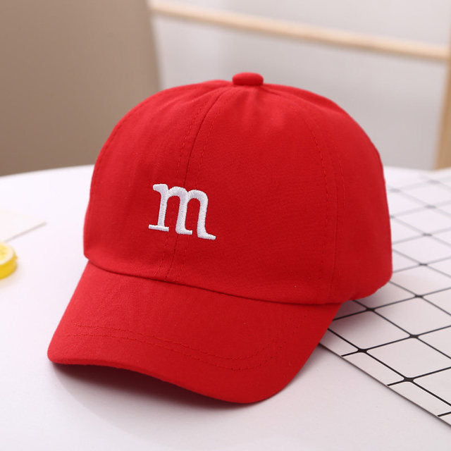 Kids Cotton Baseball Cap with "M" Embroidery