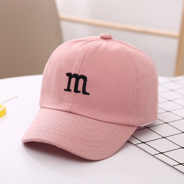 Kids Cotton Baseball Cap with "M" Embroidery