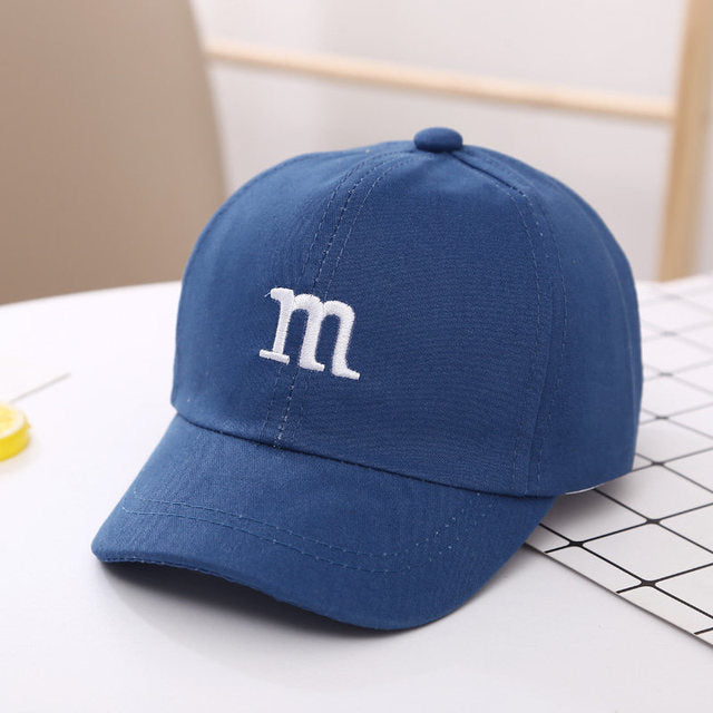 Kids Cotton Baseball Cap with "M" Embroidery