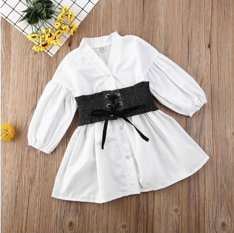 Kids' White A-Line Shirt Dress