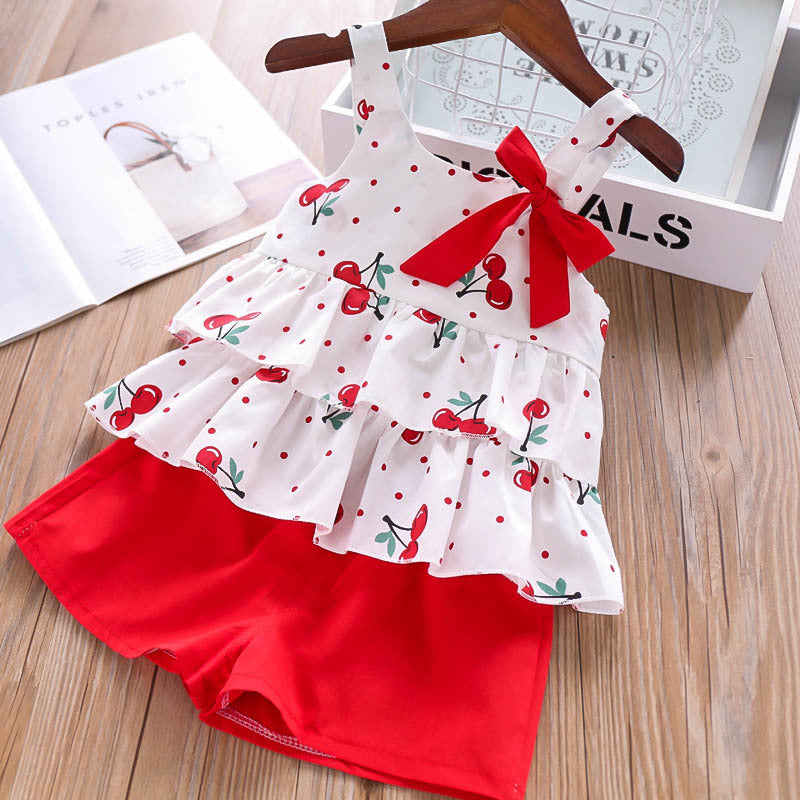 Girls' Summer Outfit Set Short Sleeve Top & Shorts