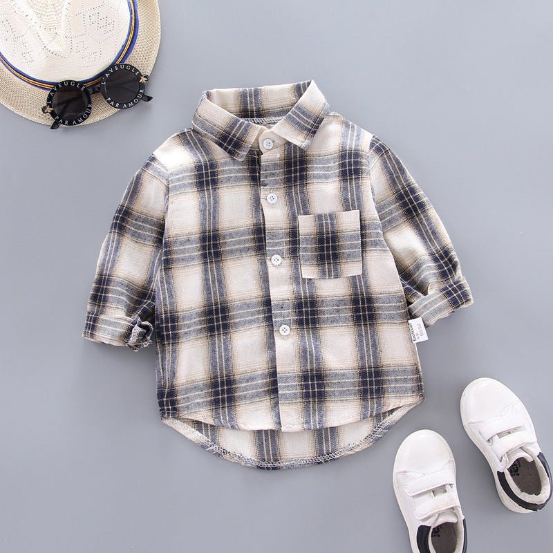 Kids’ Plaid Shirt – Boys’ and Girls’ Long Sleeve Button - Down Top - Little Pop