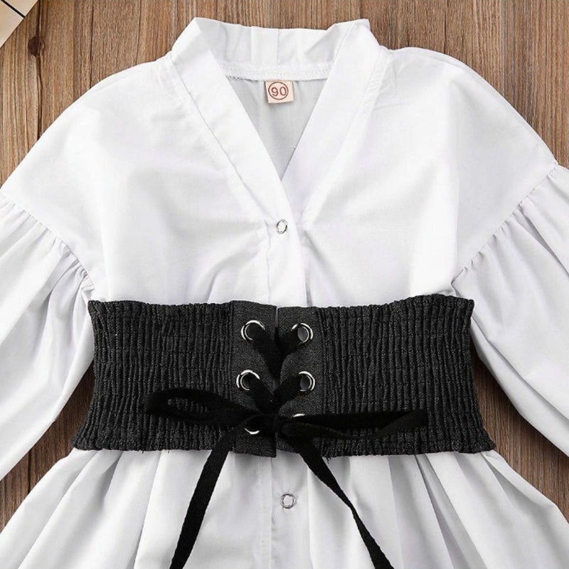Kids' White A-Line Shirt Dress