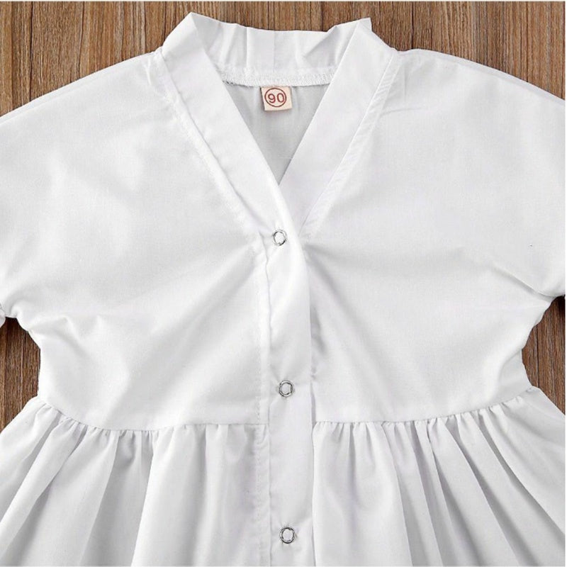 Kids' White A-Line Shirt Dress