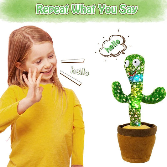 Talking & Dancing Cactus Plush Toy – 120 Songs, Voice Mimicry, USB Rechargeable - Little Pop