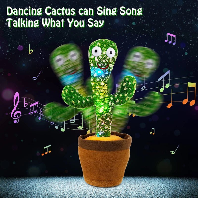 Talking & Dancing Cactus Plush Toy – 120 Songs, Voice Mimicry, USB Rechargeable - Little Pop