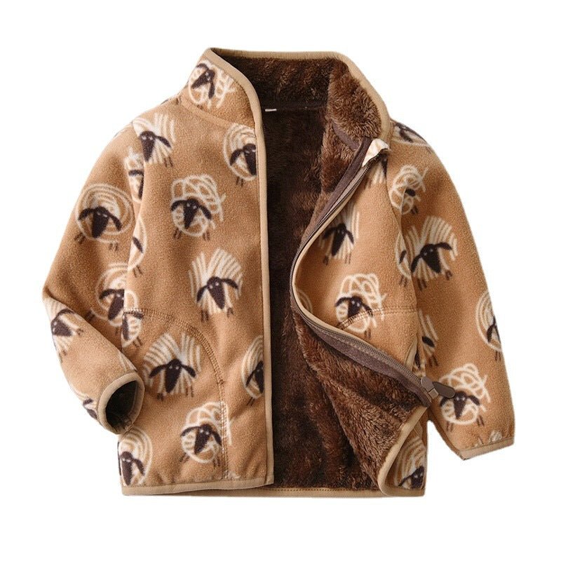 Kids Fleece Jacket with Stand Collar – Cozy Short Winter Coat - Little Pop