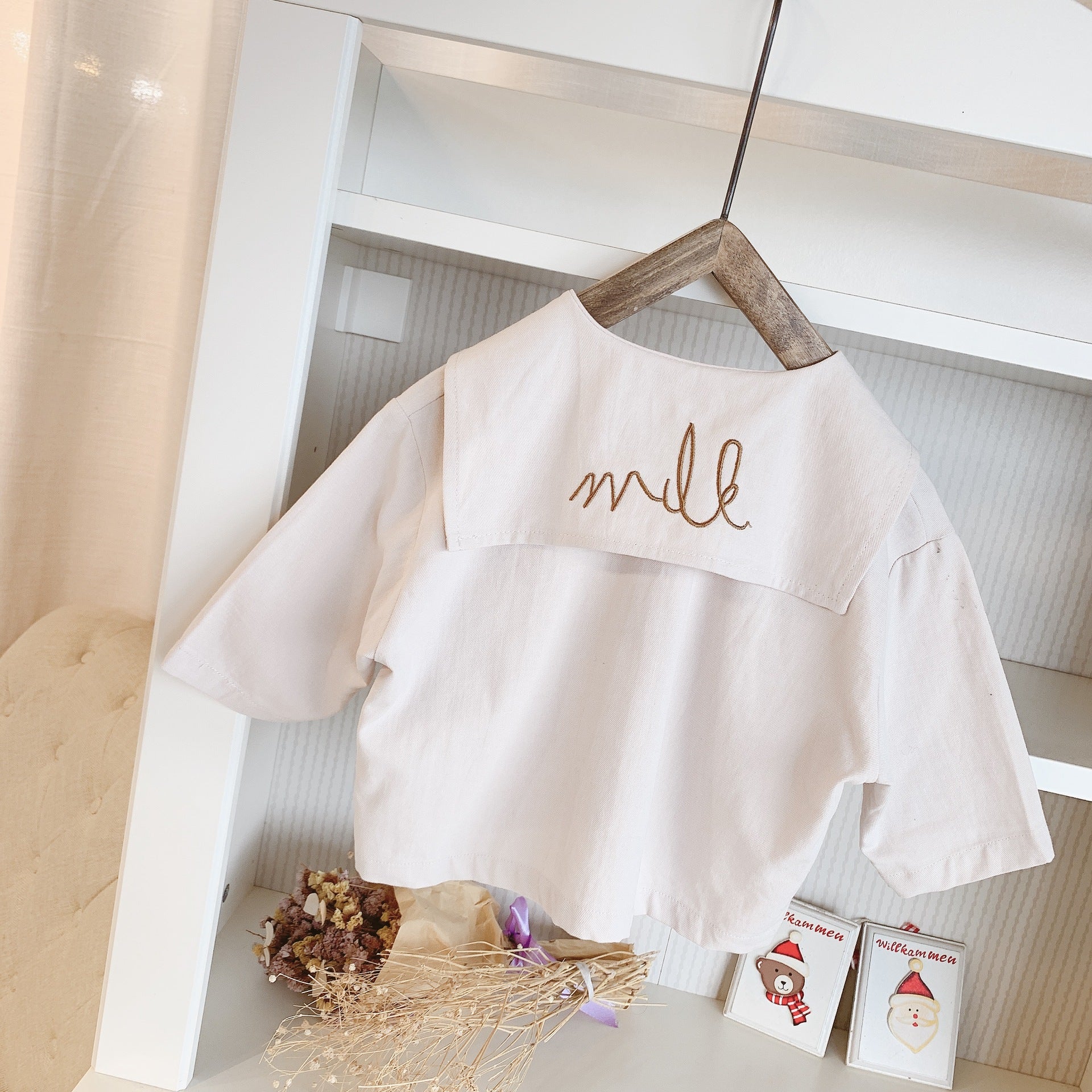 Girls Embroidered Shirt with Large Lapel – Stylish & Soft - Little Pop