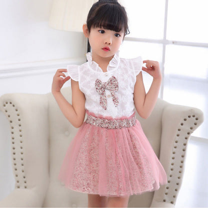 Girls' Summer Outfit Set Short Sleeve Top & Shorts