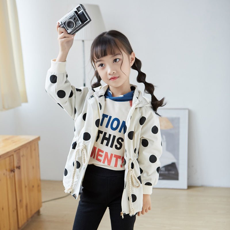Girls’ Casual Jacket – Stylish Polka Dot Design - Little Pop