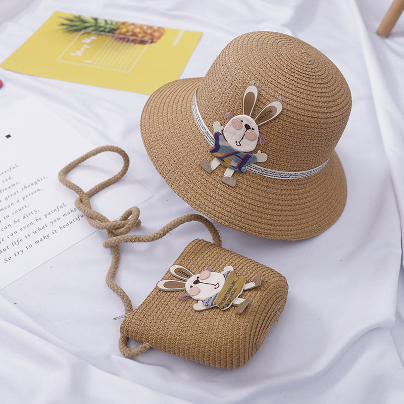Girls’ Straw Hat & Bunny Bag Set