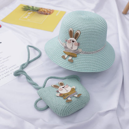 Girls’ Straw Hat & Bunny Bag Set