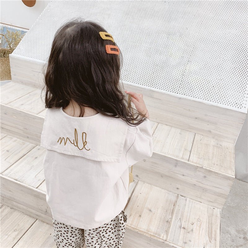Girls Embroidered Shirt with Large Lapel – Stylish & Soft - Little Pop