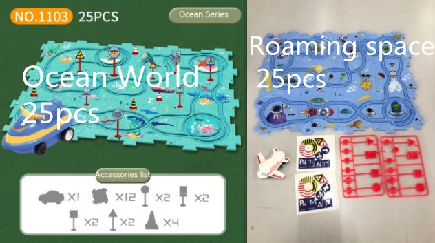 DIY Puzzle Race Car Track Set – Educational Toy for Kids - Little Pop