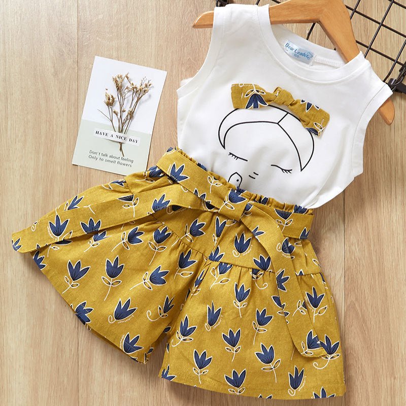 Short Sleeve T-Shirt, Pants & Dress Set - Little Pop