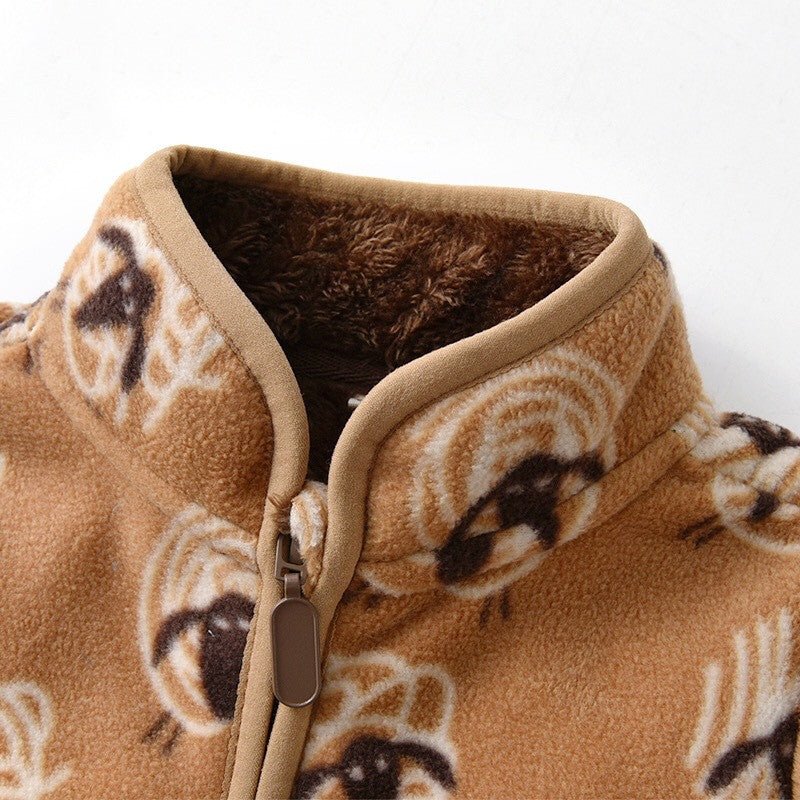 Kids Fleece Jacket with Stand Collar – Cozy Short Winter Coat - Little Pop