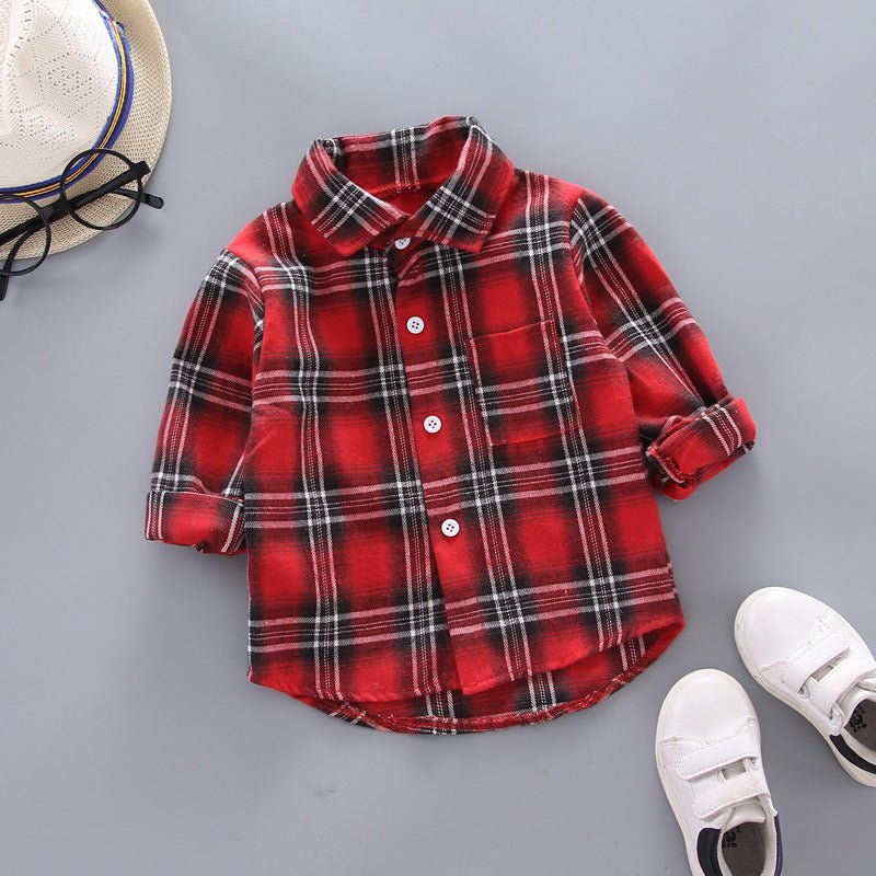Kids’ Plaid Shirt – Boys’ and Girls’ Long Sleeve Button - Down Top - Little Pop