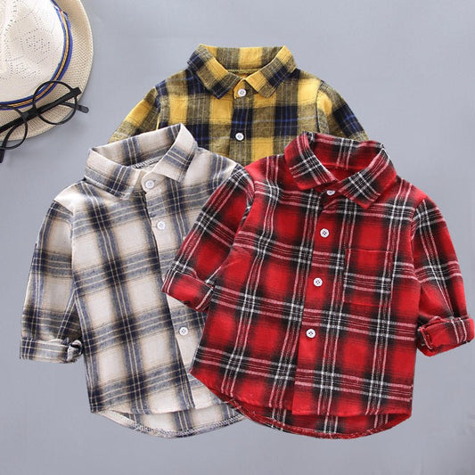 Kids’ Plaid Shirt – Boys’ and Girls’ Long Sleeve Button - Down Top - Little Pop