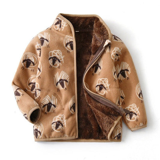 Kids Fleece Jacket with Stand Collar – Cozy Short Winter Coat - Little Pop