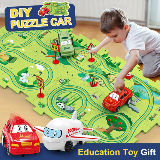 DIY Puzzle Race Car Track Set – Educational Toy for Kids - Little Pop