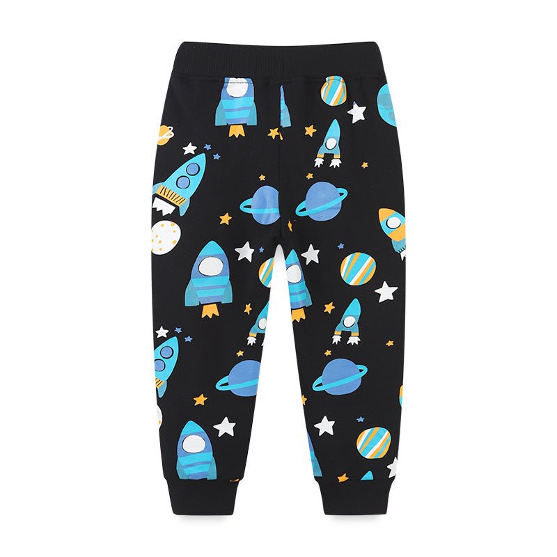 Comfortable Cotton Baby Boy Pants with Cute Planet Print - Little Pop