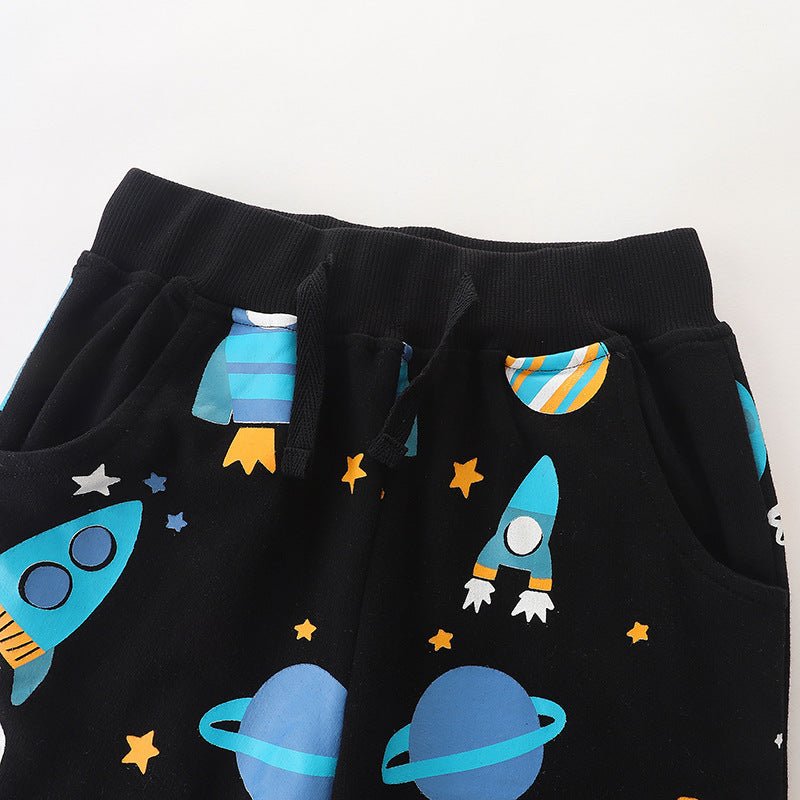 Comfortable Cotton Baby Boy Pants with Cute Planet Print - Little Pop