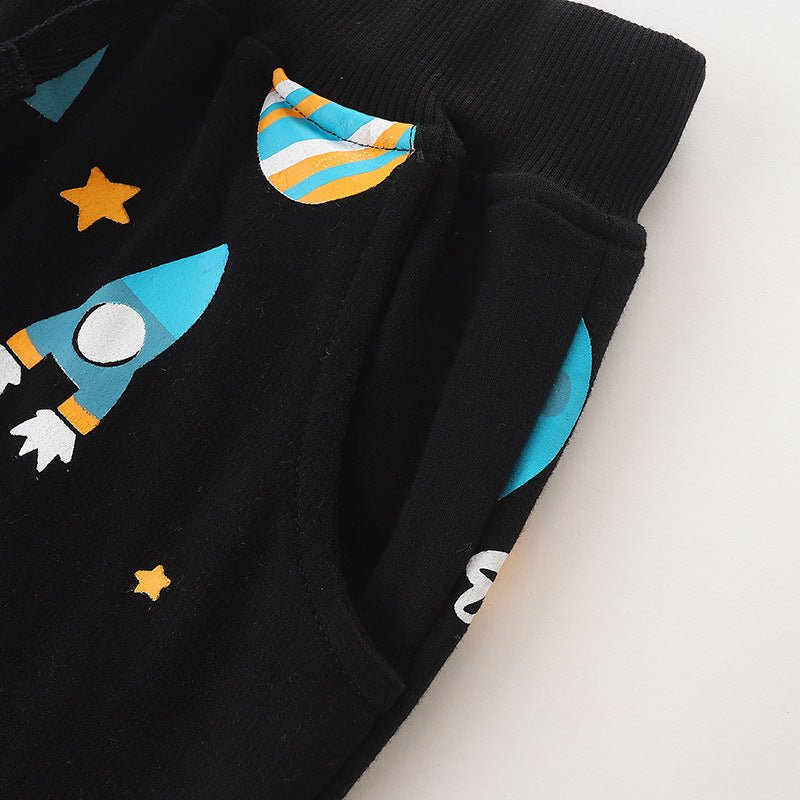 Comfortable Cotton Baby Boy Pants with Cute Planet Print - Little Pop